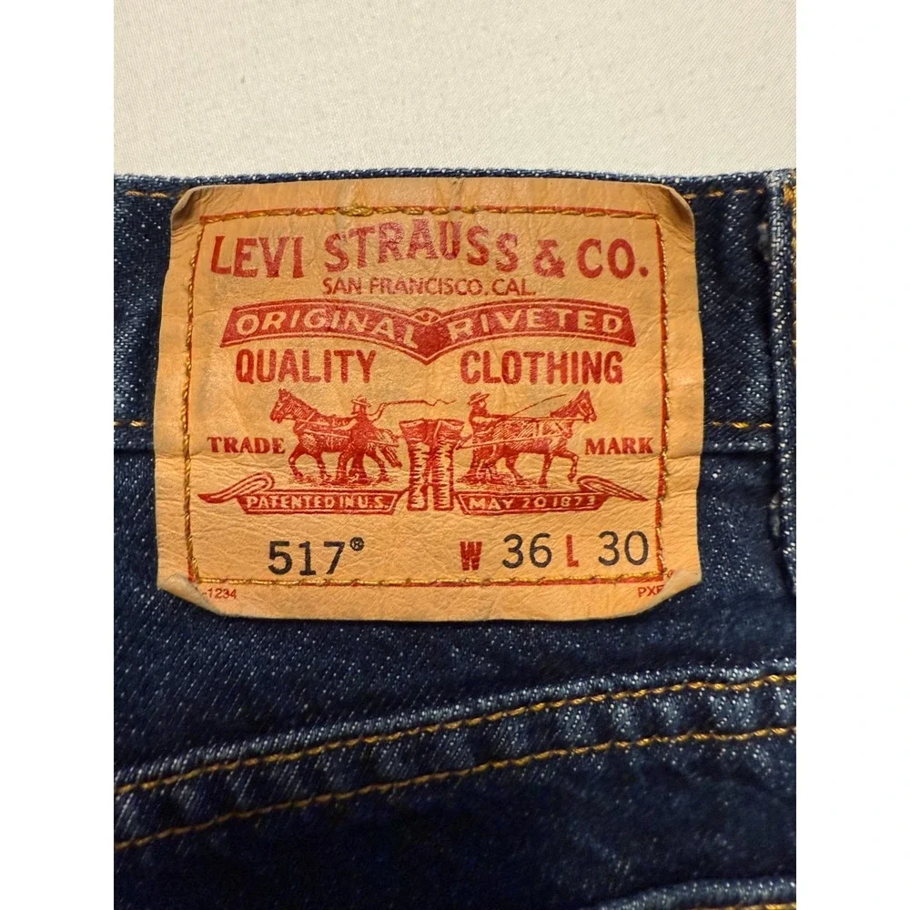 Levis 517‎ Jeans Mens 36x30 Blue Bootcut Y2K Distressed Made In Mexico Denim